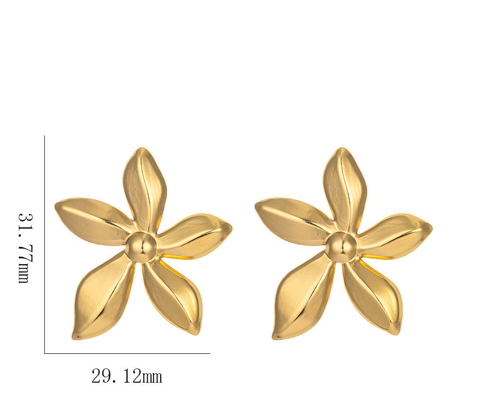 Gold Blossom Earrings – Bold Floral Design | Stainless Steel 18K Gold Plated