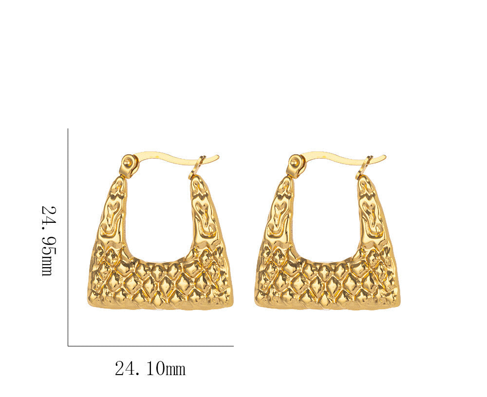 Textured Trapezoid Earrings – Sculptural Gold Design | Stainless Steel 18K Gold Plated