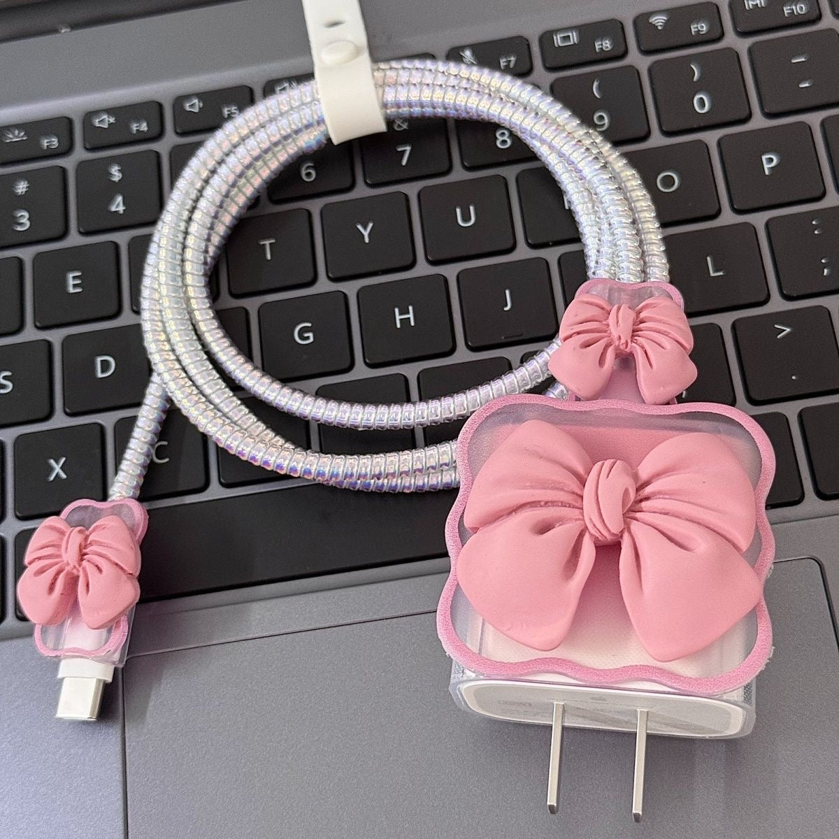 Cute Bow Cable & Charger Protector Set