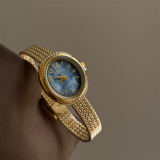Christian Lacroix Blue Dial Gold Watch – Luxury Quartz with Woven Band
