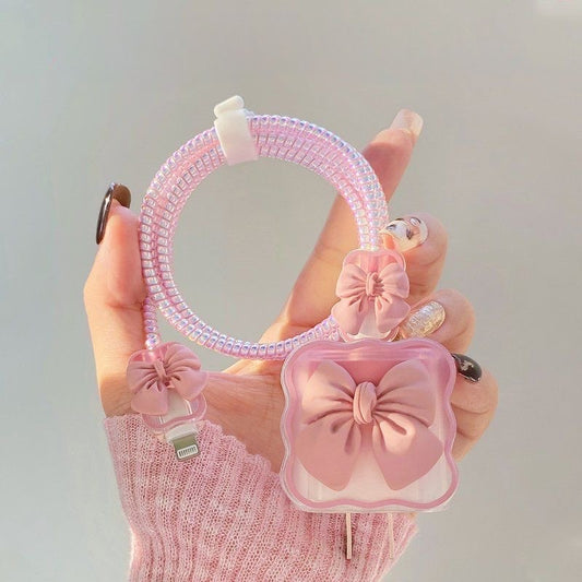 Cute Bow Cable & Charger Protector Set