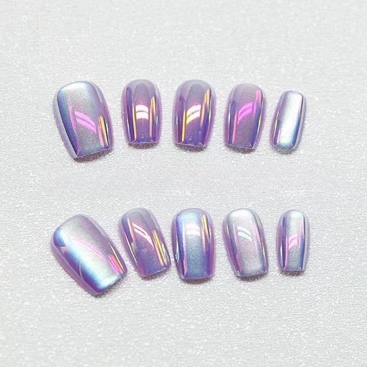 Iridescent Chrome Press-On Nails – Reusable False Nails Set