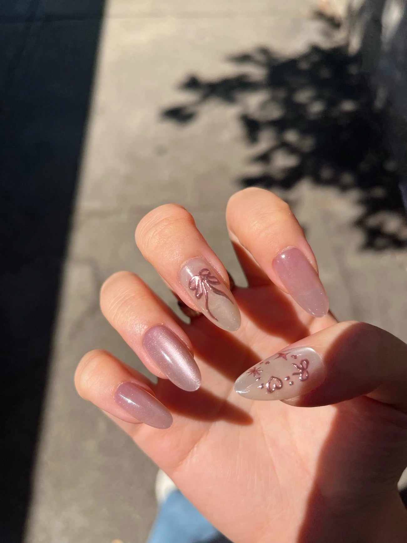 Press-On Nails – Pink Gradient with Embossed Designs